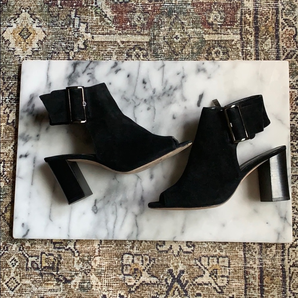 VANELi Bisa Black Suede Slingback Buckle Bootie